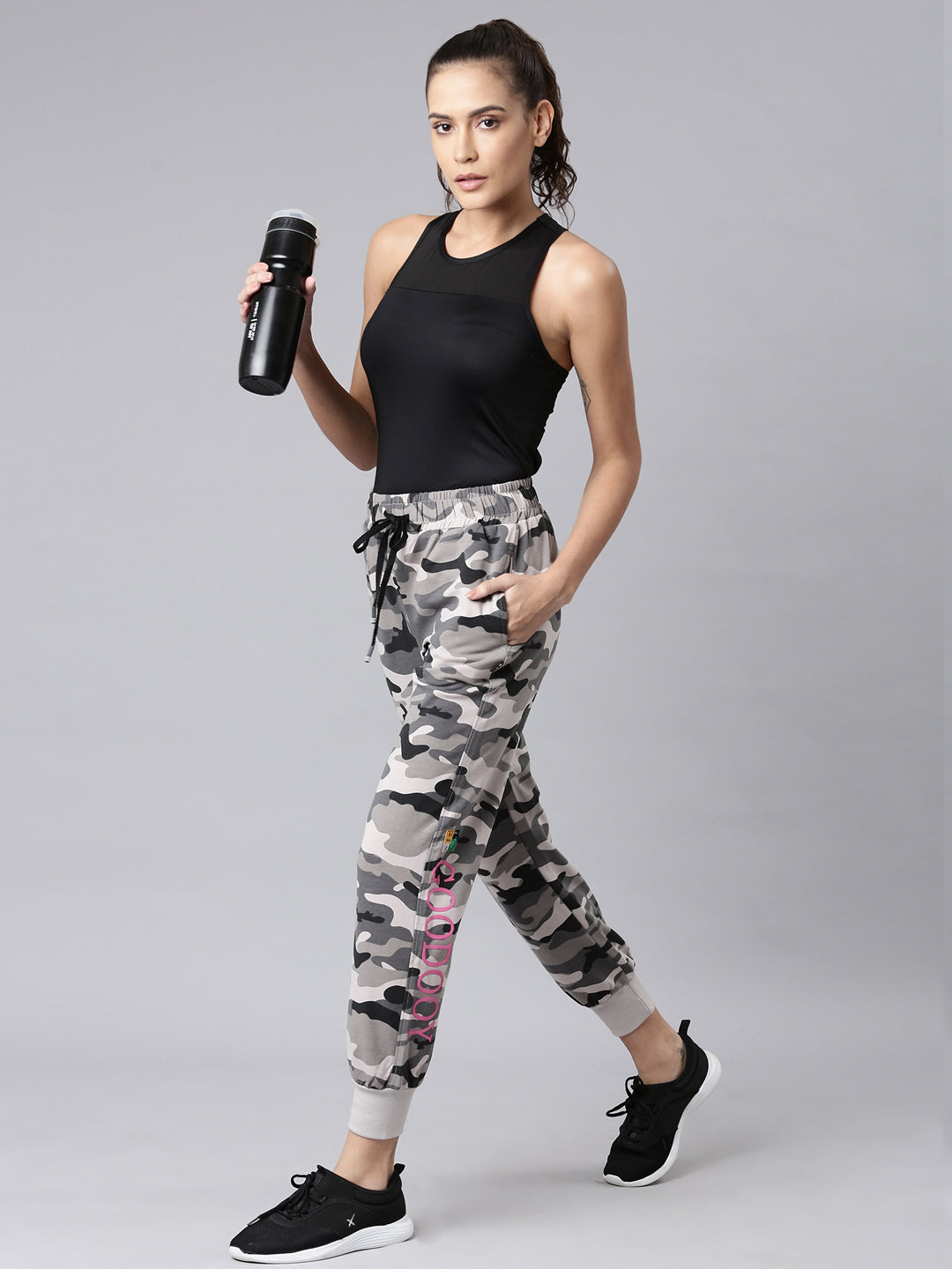 Women Taupe Camouflage Track Pant