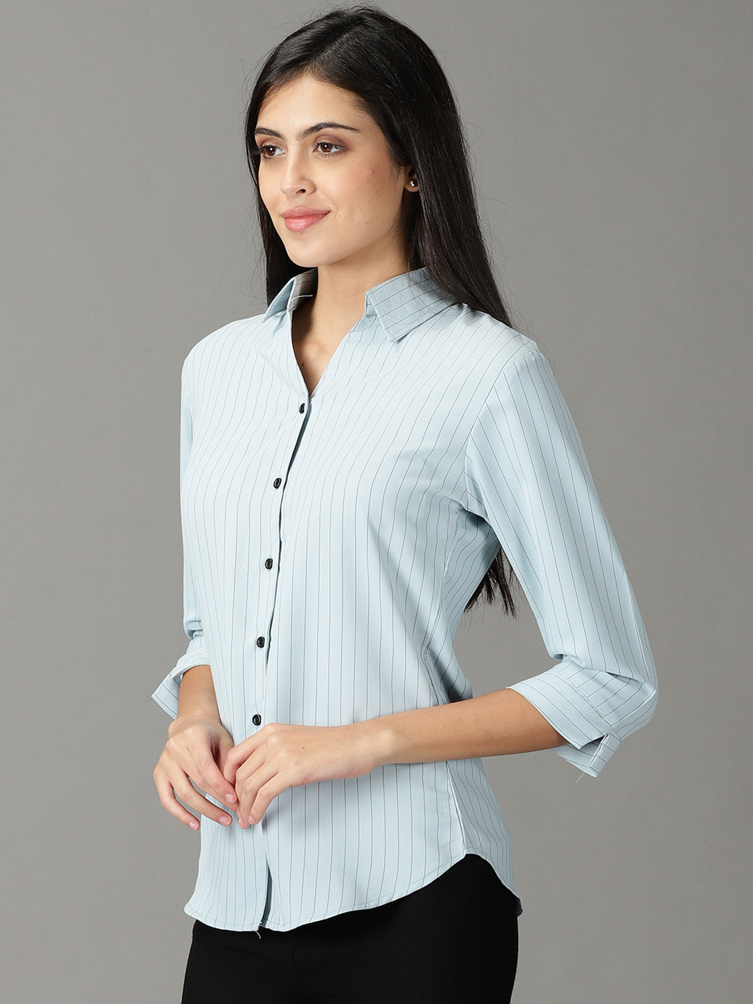 Women's Blue Striped Shirt