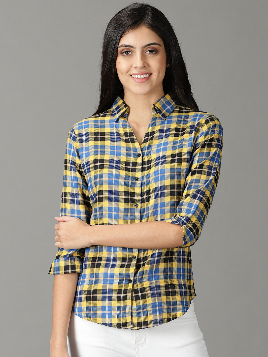 Women's Yellow Checked Shirt