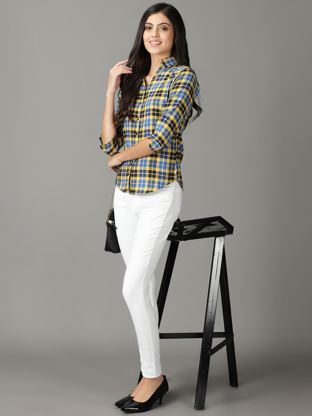 Women's Yellow Checked Shirt