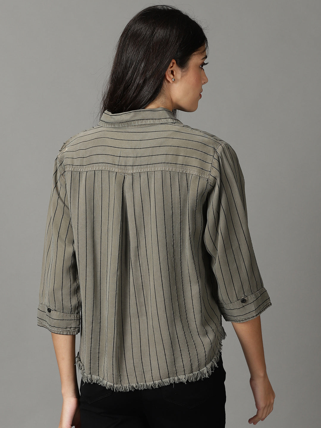 Women's Grey Striped Shirt