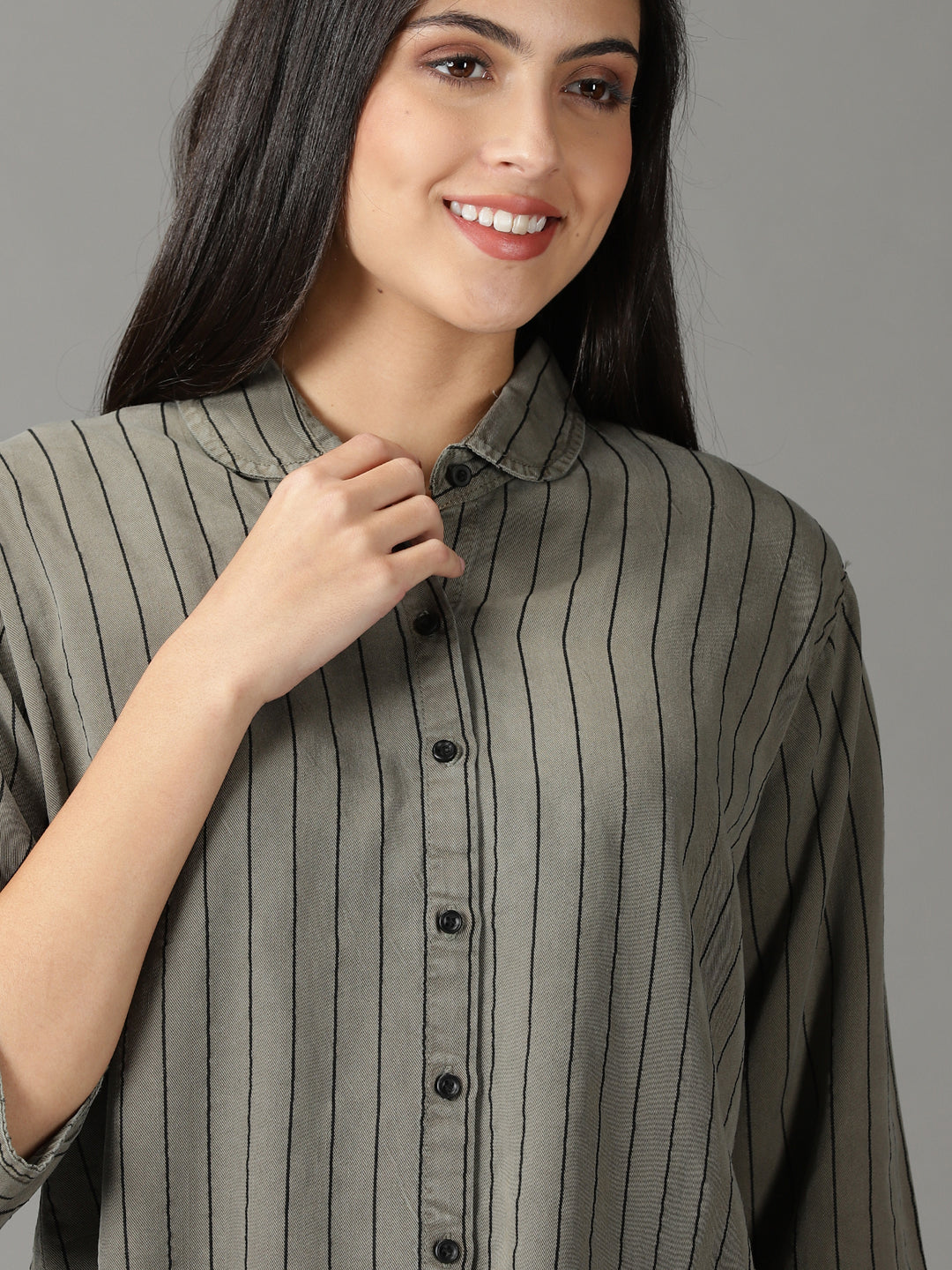 Women's Grey Striped Shirt