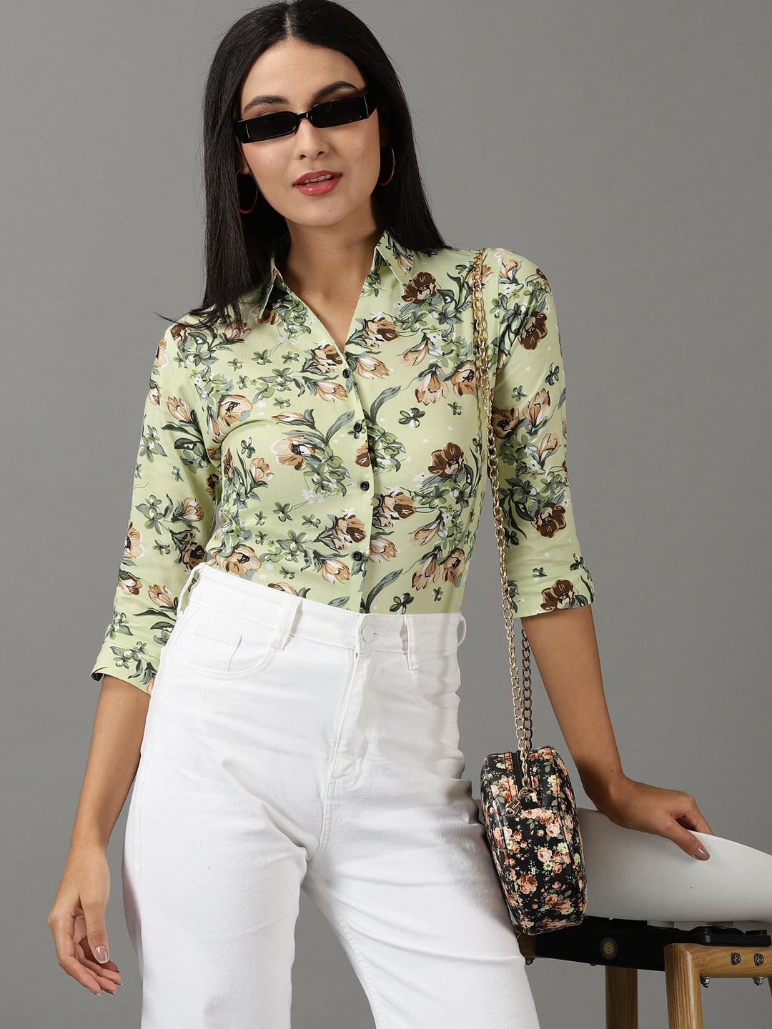 Women's Green Printed Shirt