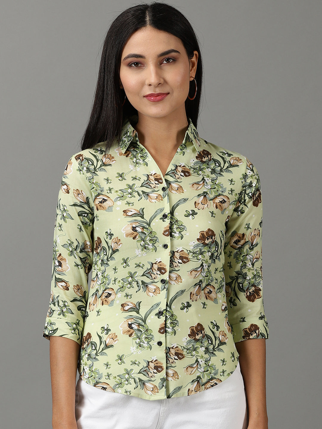Women's Green Printed Shirt