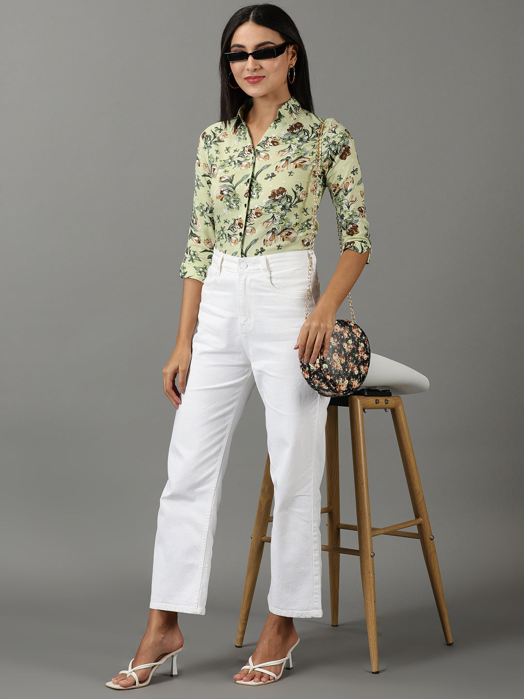 Women's Green Printed Shirt