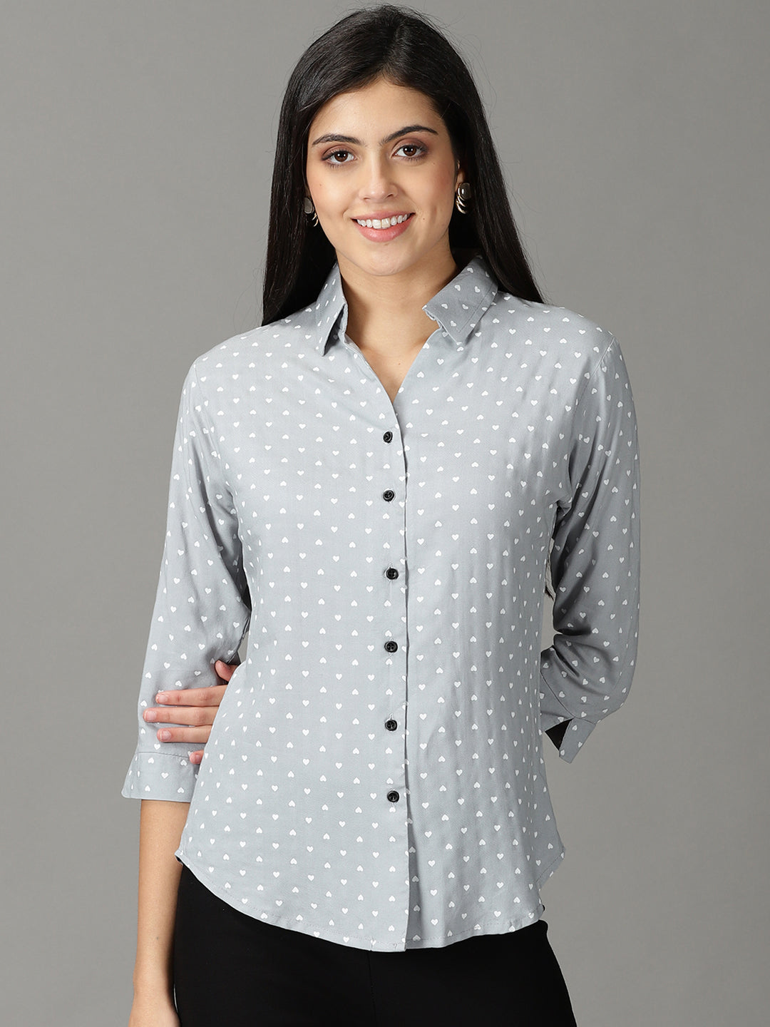 Women's Grey Printed Shirt