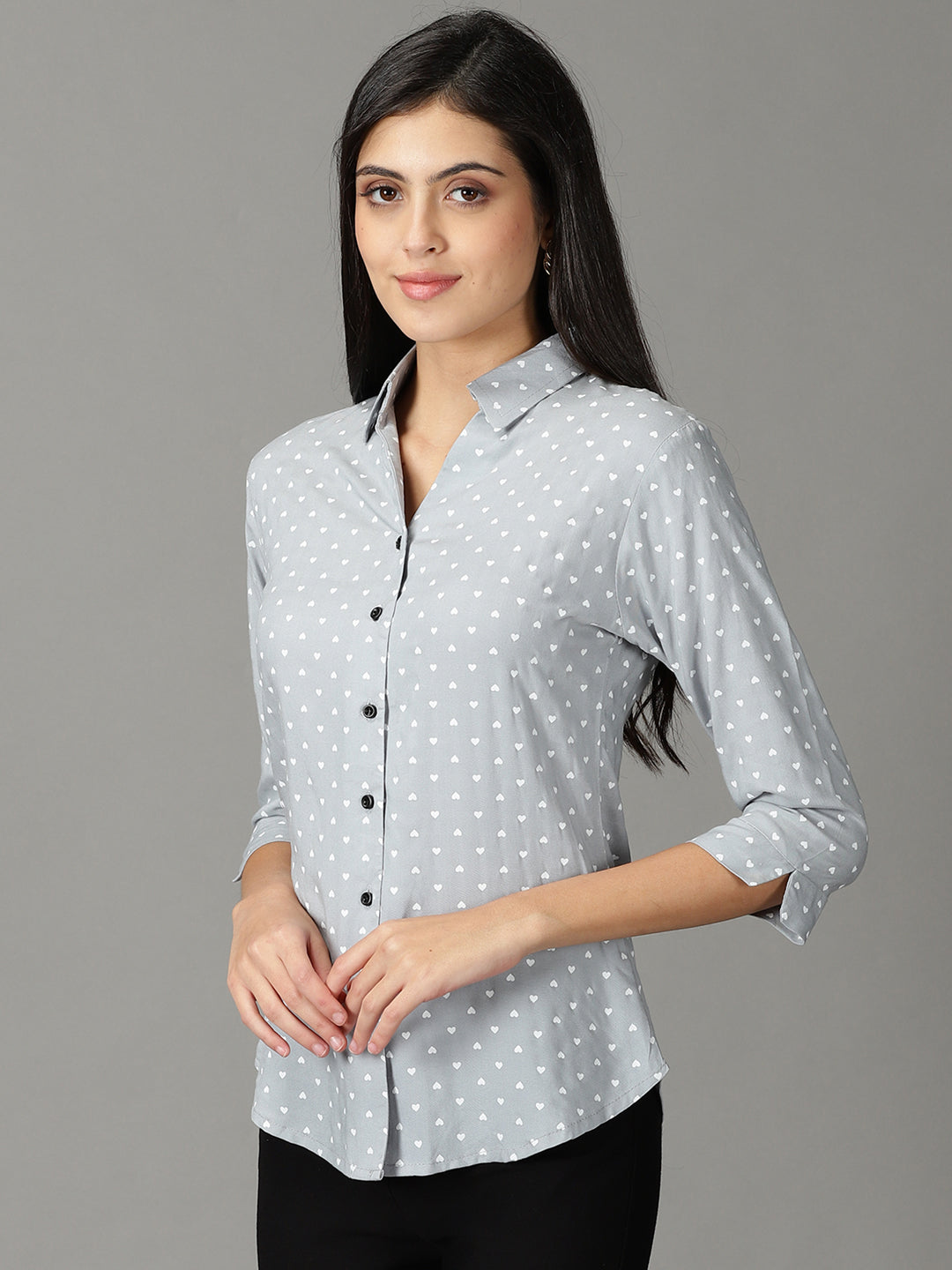 Women's Grey Printed Shirt