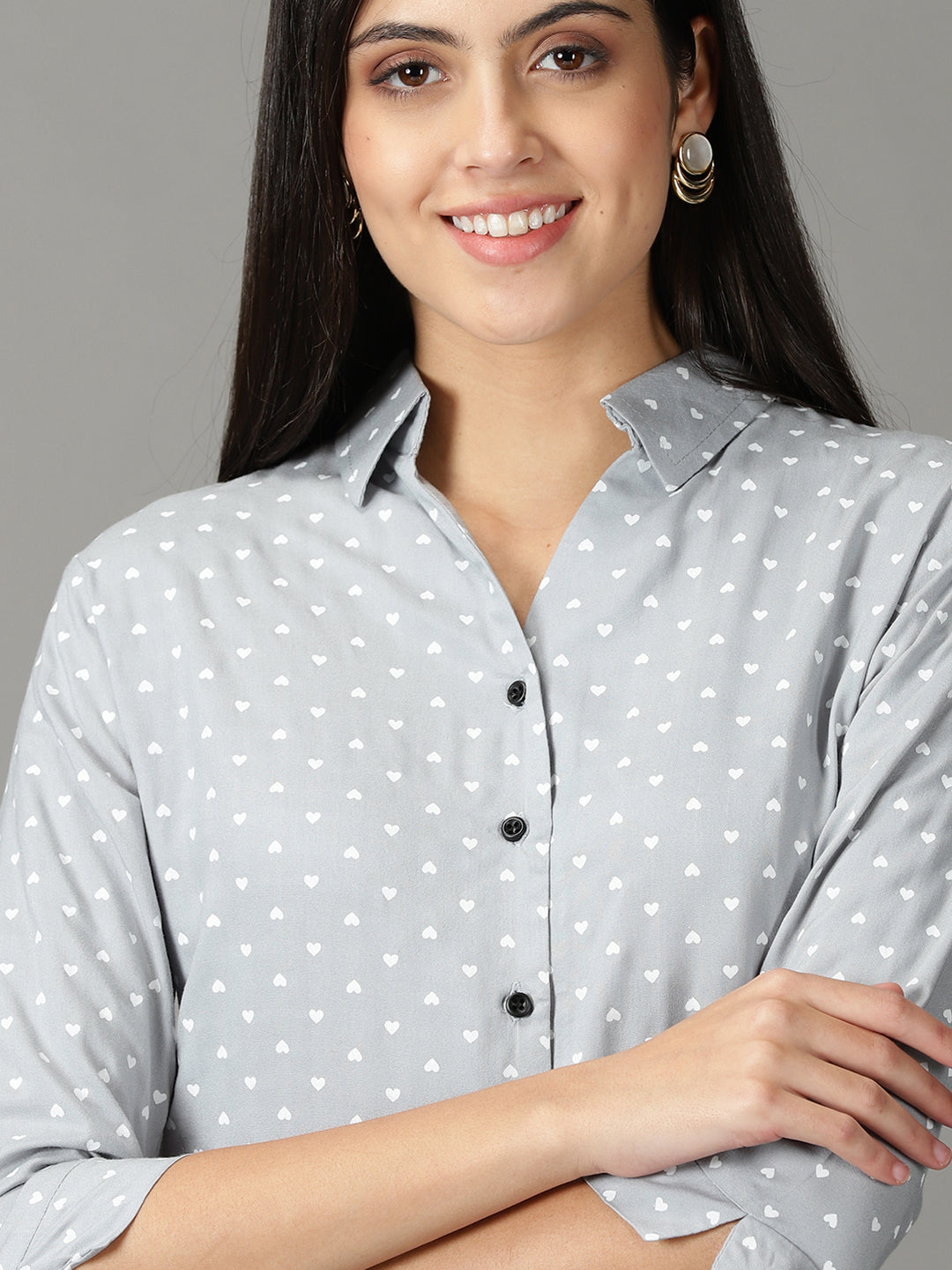 Women's Grey Printed Shirt