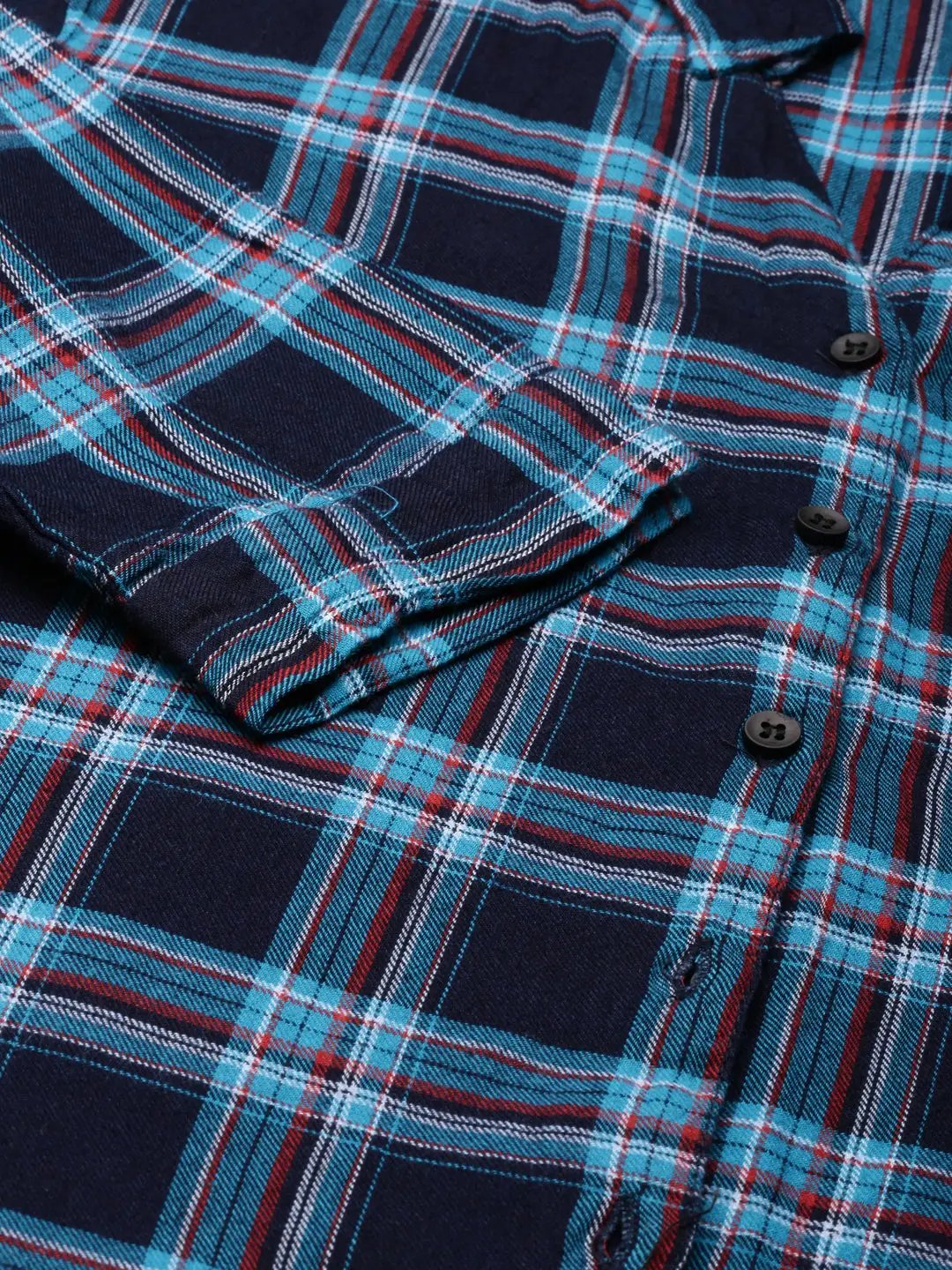 Women's Navy Blue Checked Shirt