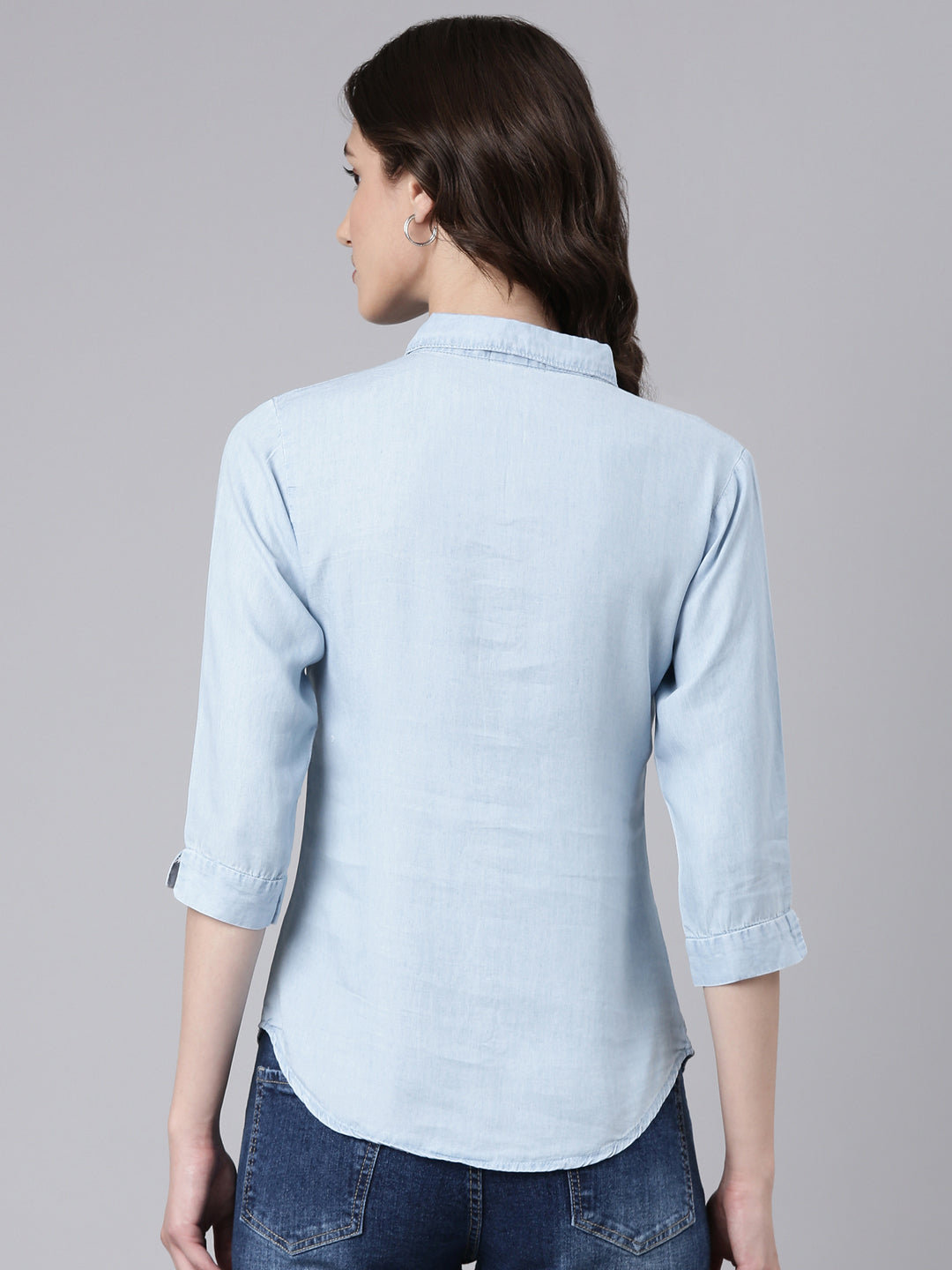 Women Blue Solid Shirt