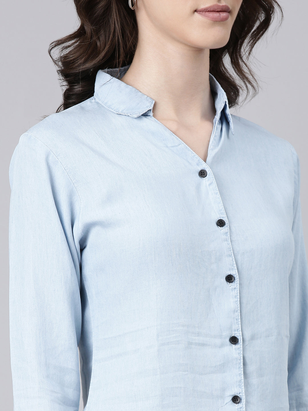 Women Blue Solid Shirt