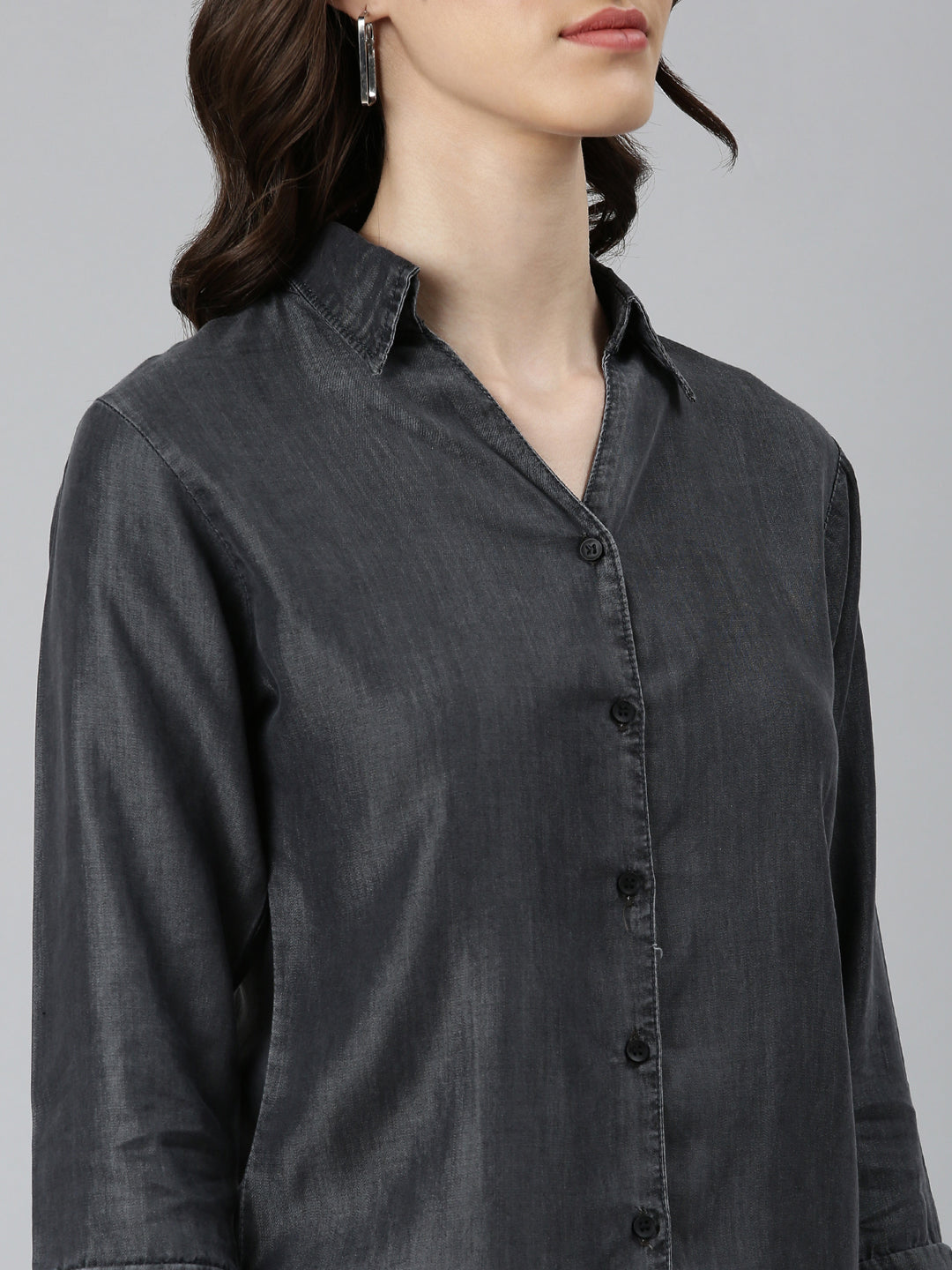 Women Grey Solid Shirt