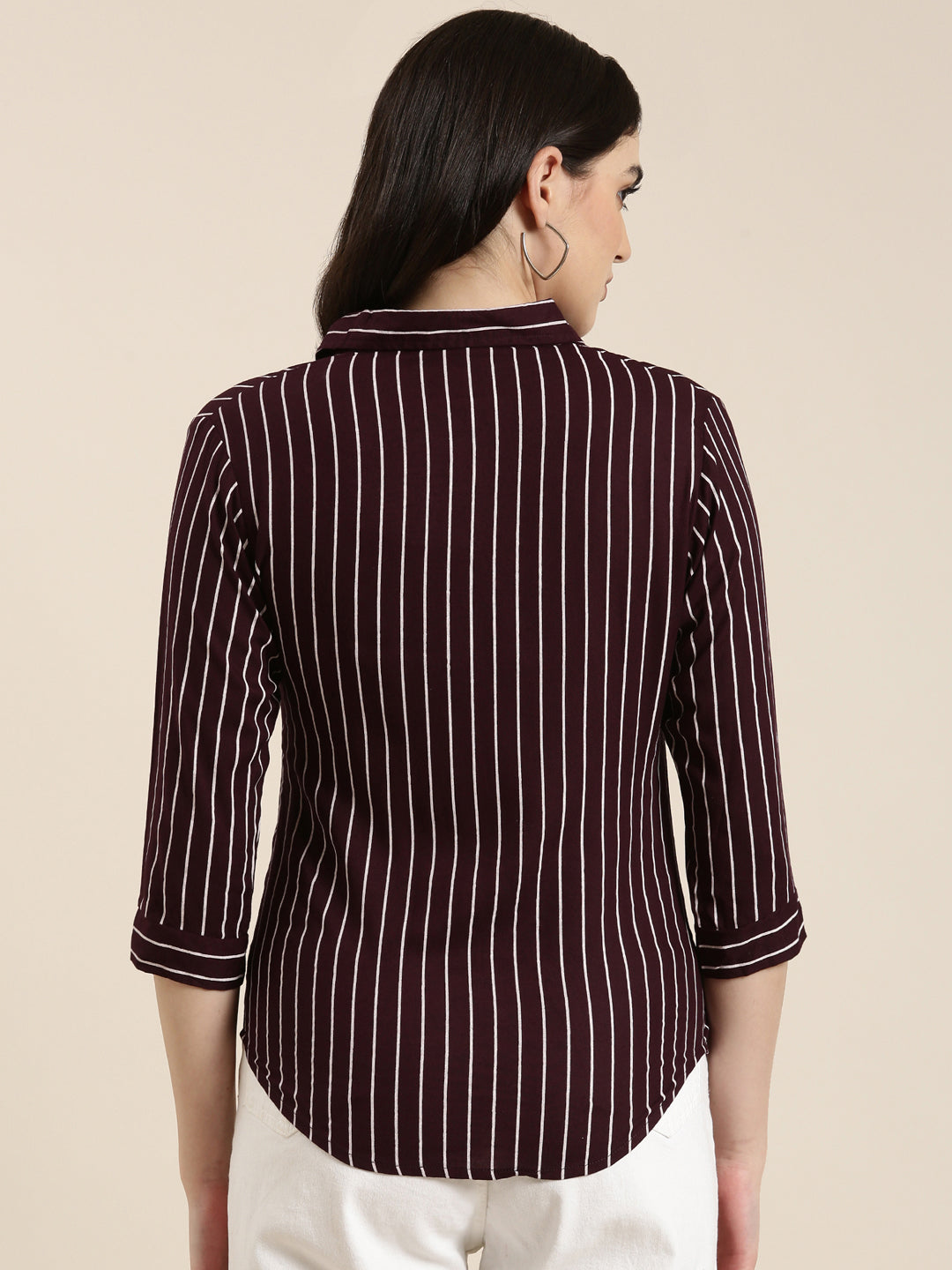 Women Purple Striped Shirt