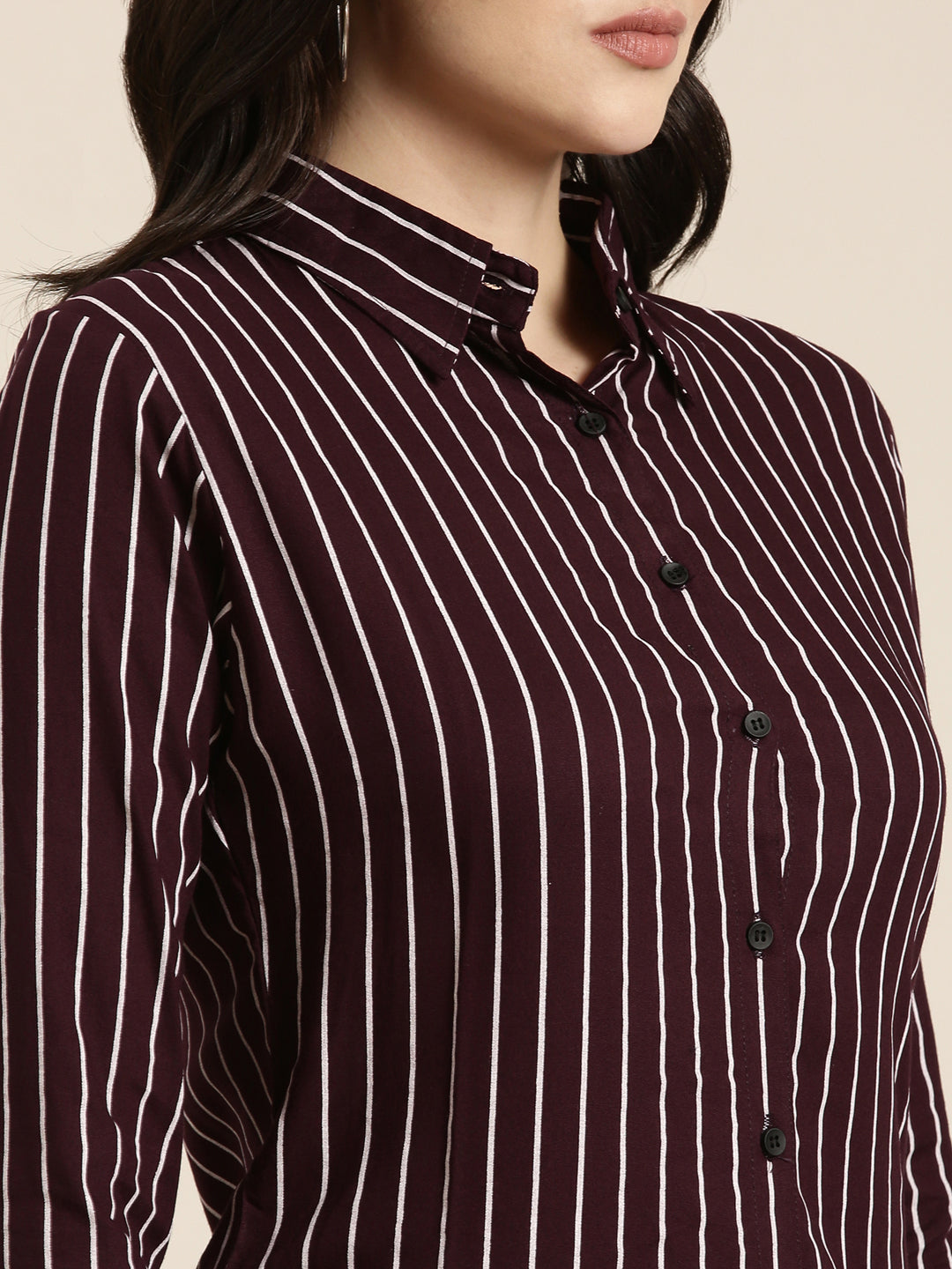 Women Purple Striped Shirt