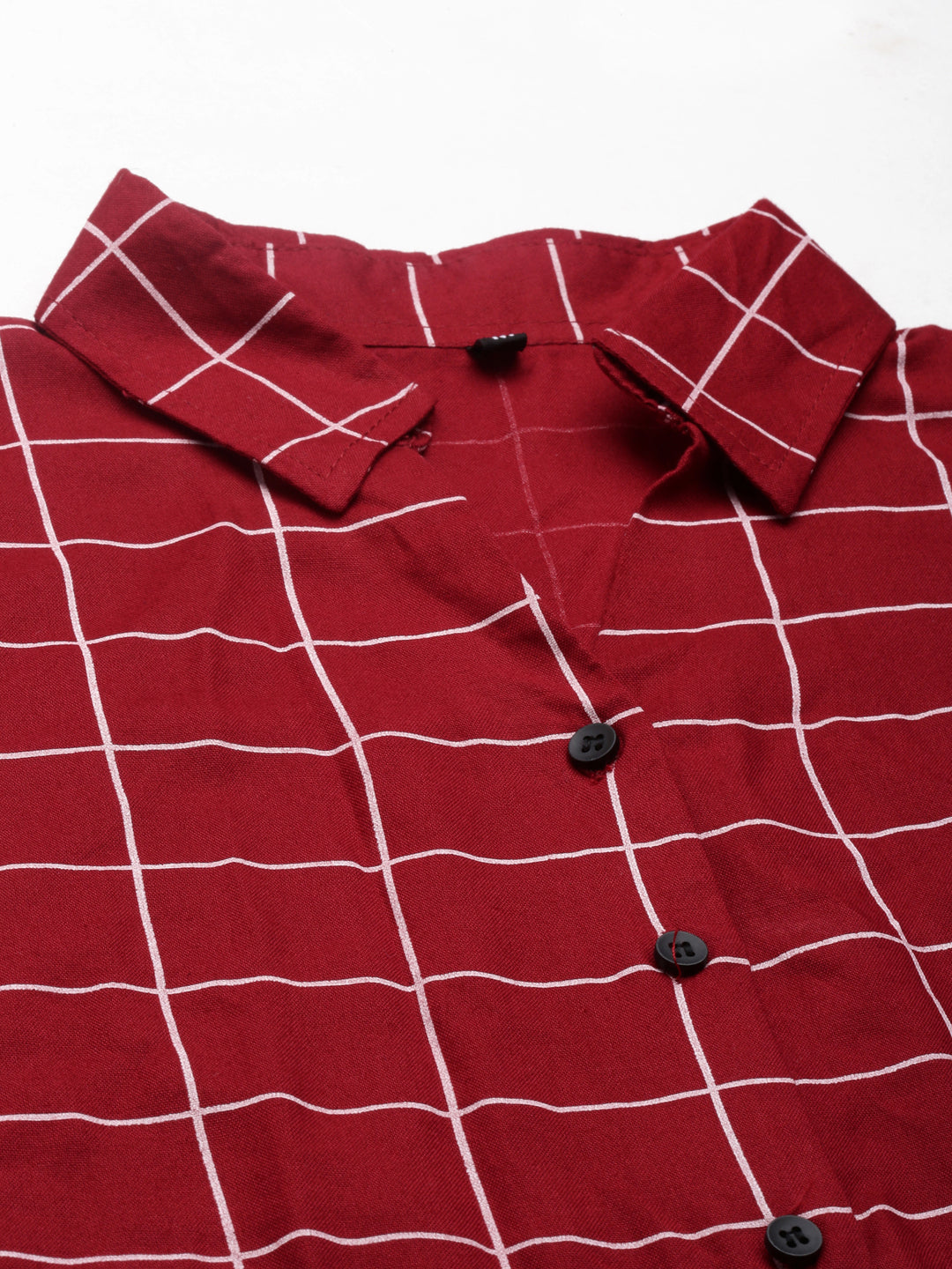 Women Maroon Checked Shirt