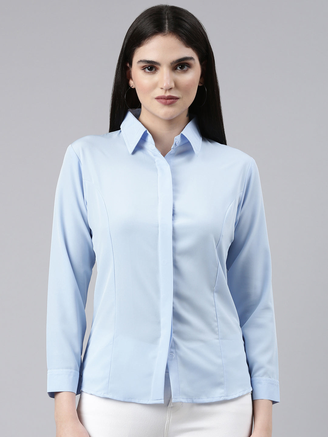 Women Blue Solid Shirt