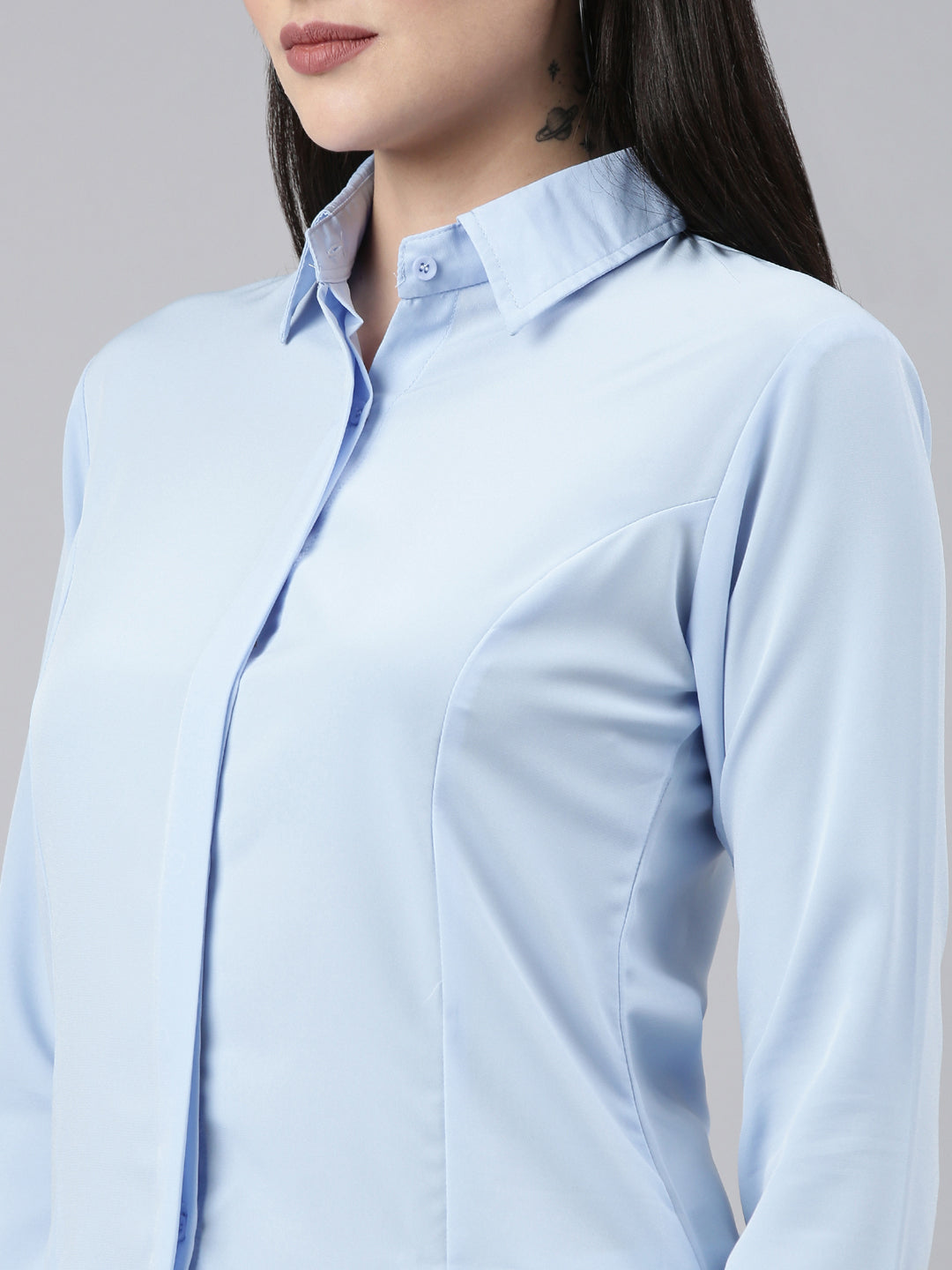 Women Blue Solid Shirt