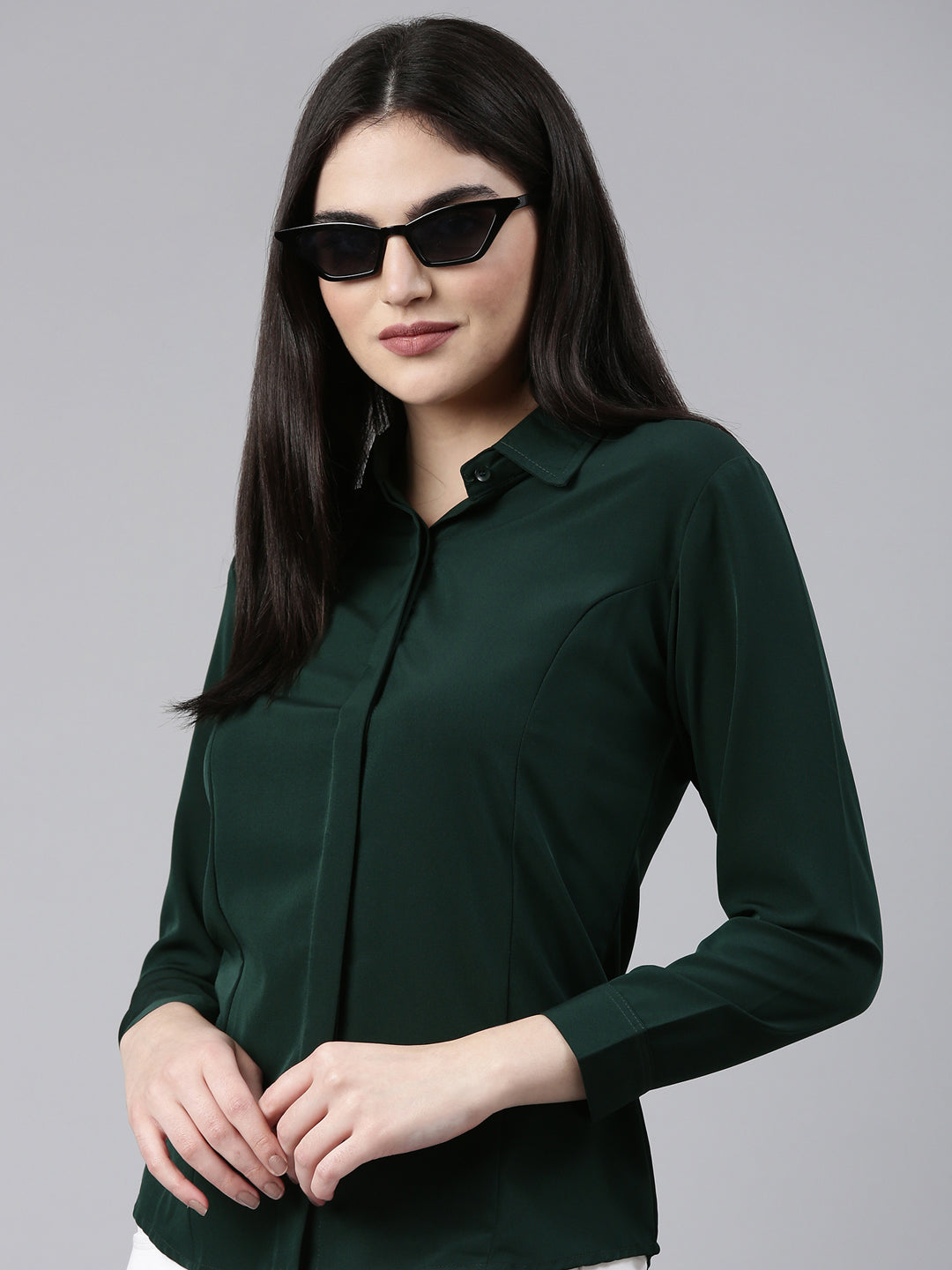 Women Green Solid Shirt