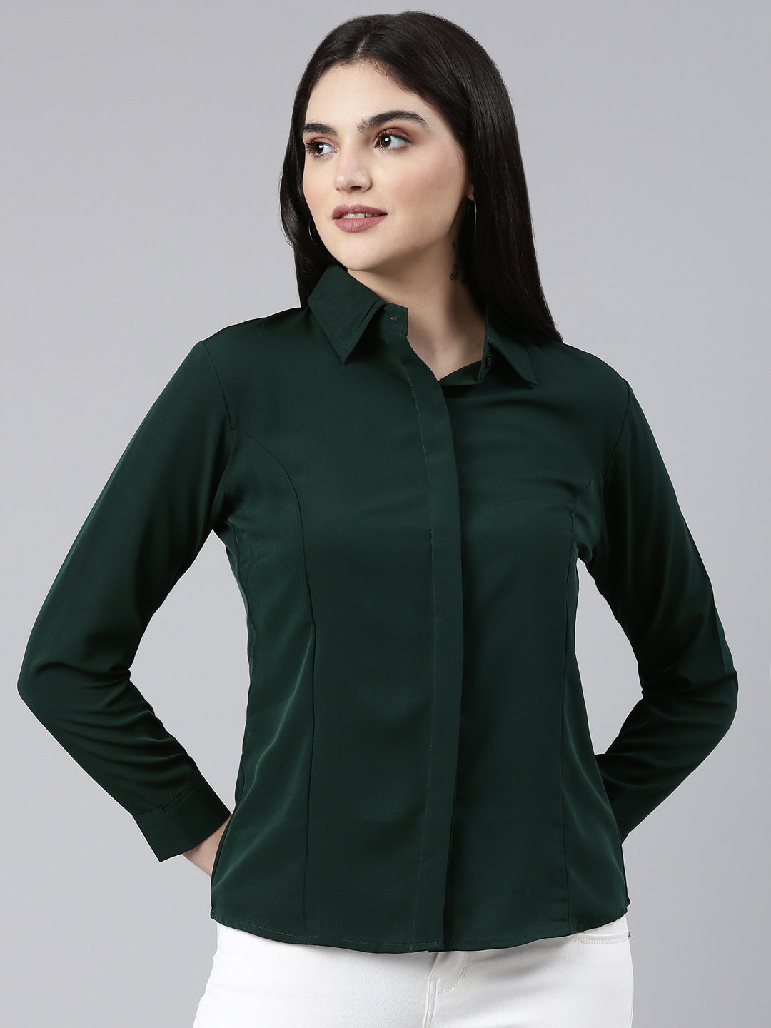 Women Green Solid Shirt