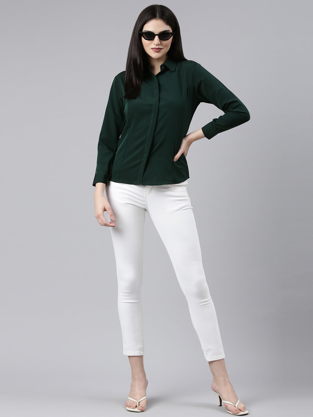 Women Green Solid Shirt