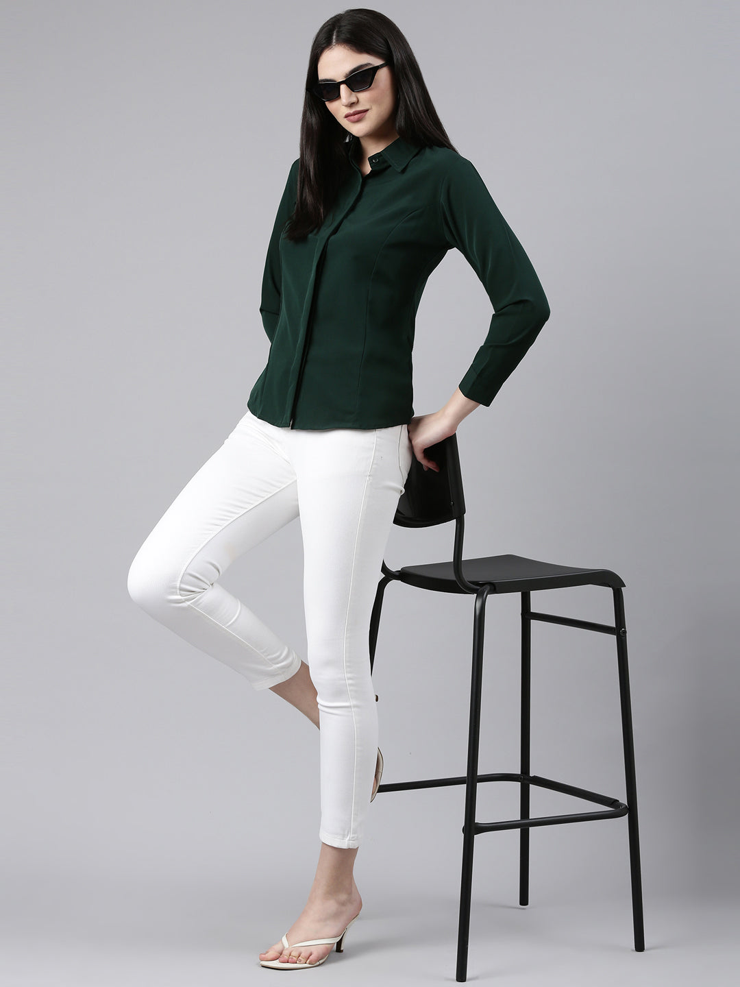 Women Green Solid Shirt