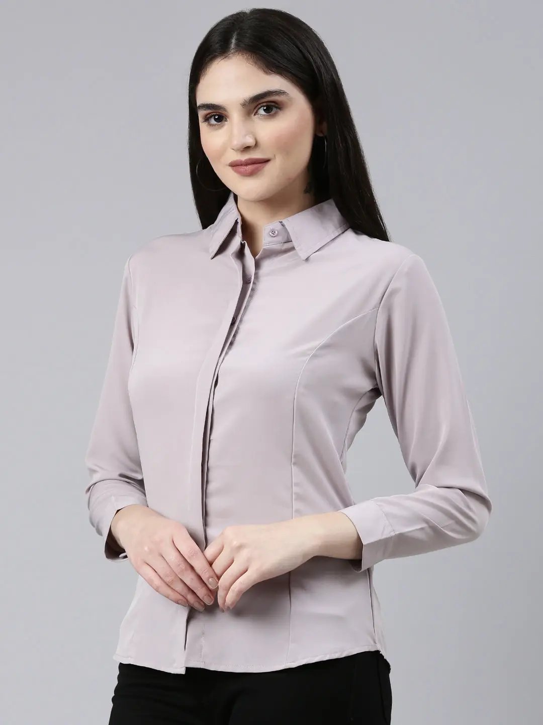 Women's Mauve Solid Shirt