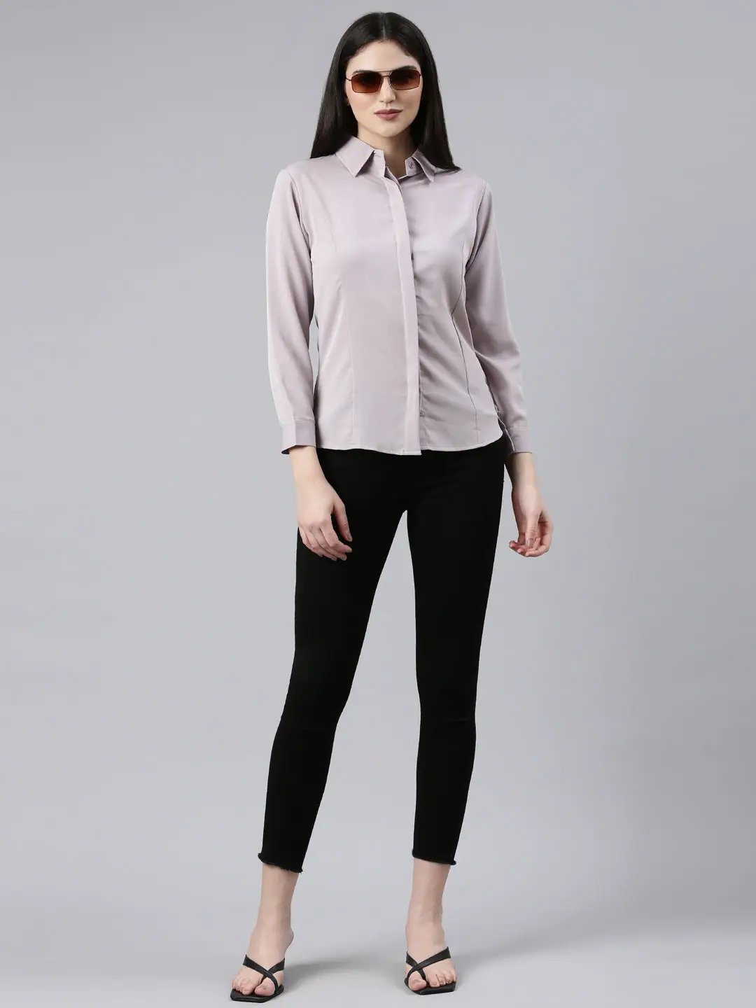 Women's Mauve Solid Shirt
