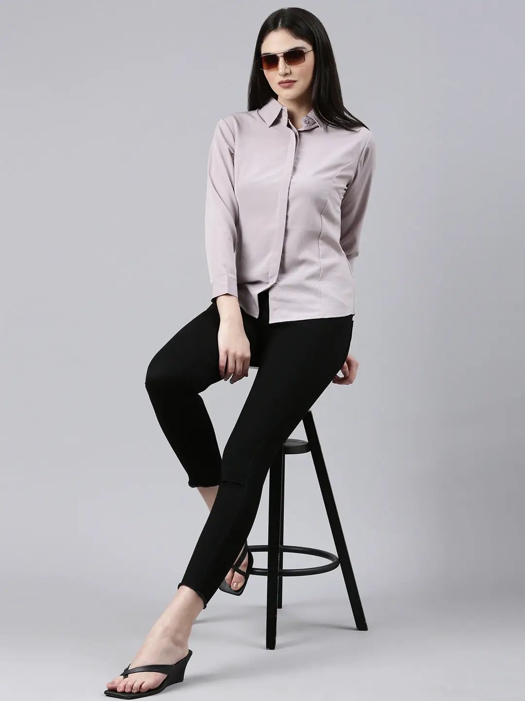 Women's Mauve Solid Shirt