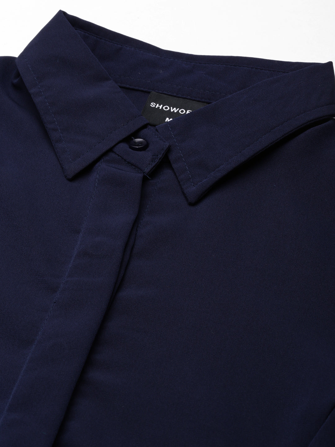 Women Navy Blue Solid Shirt