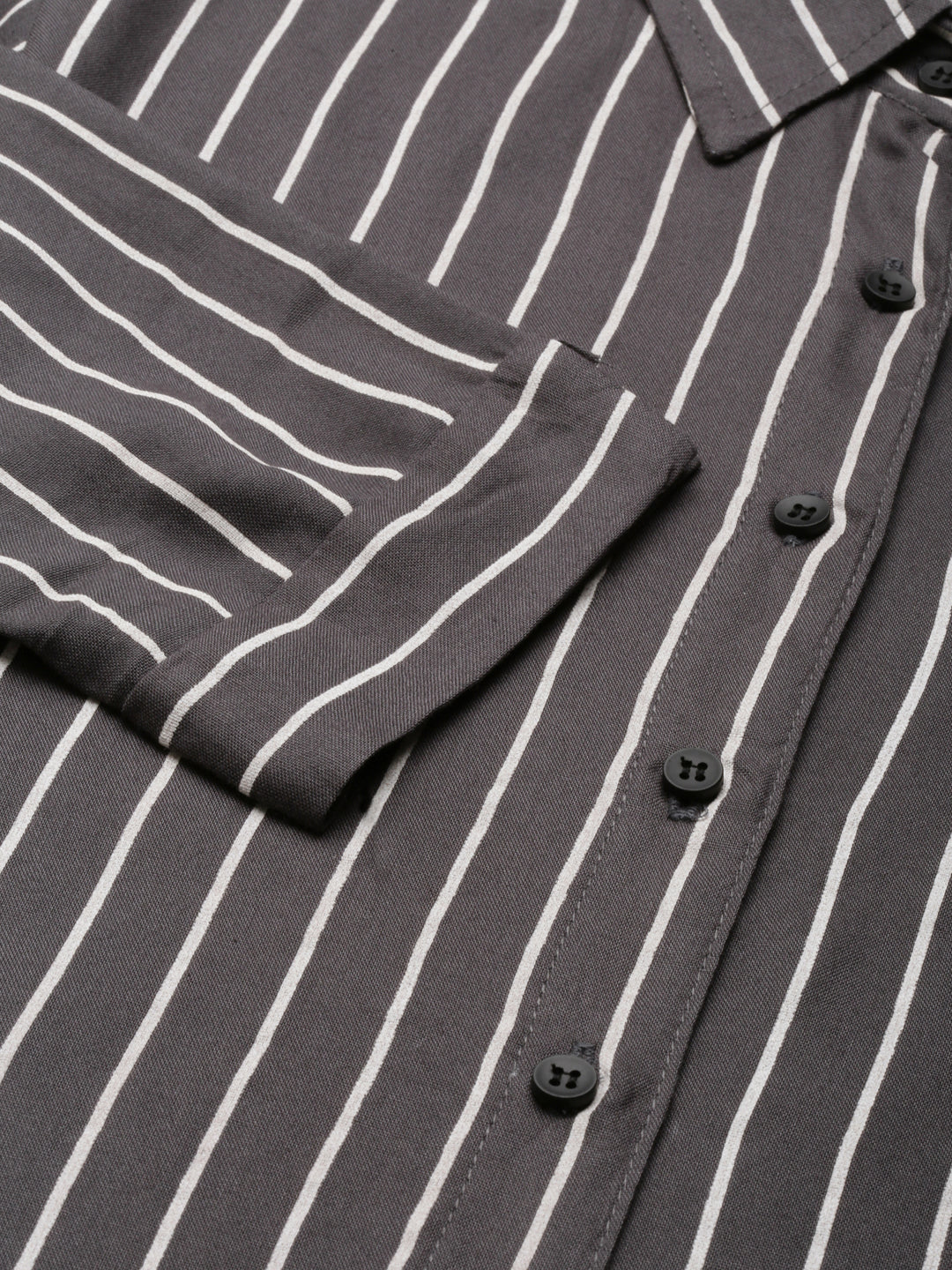 Women Grey Striped Shirt