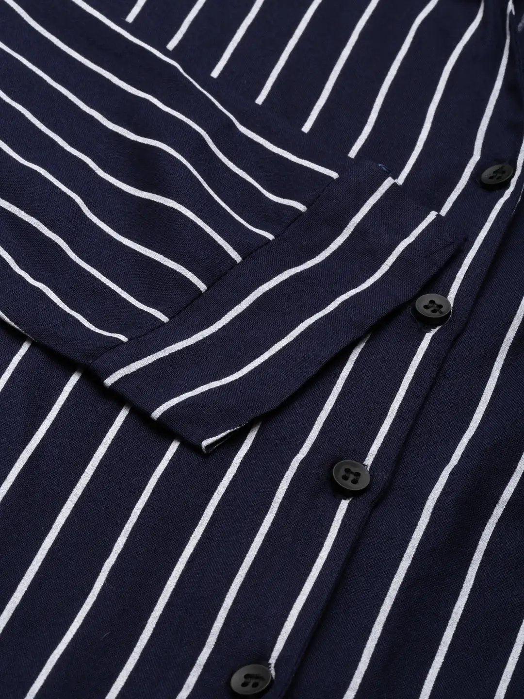 Women's Navy Blue Striped Shirt