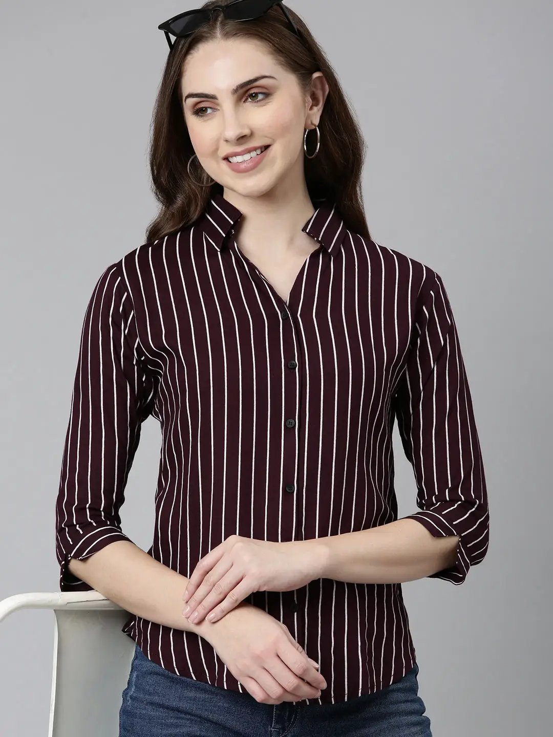 Women's Purple Striped Shirt