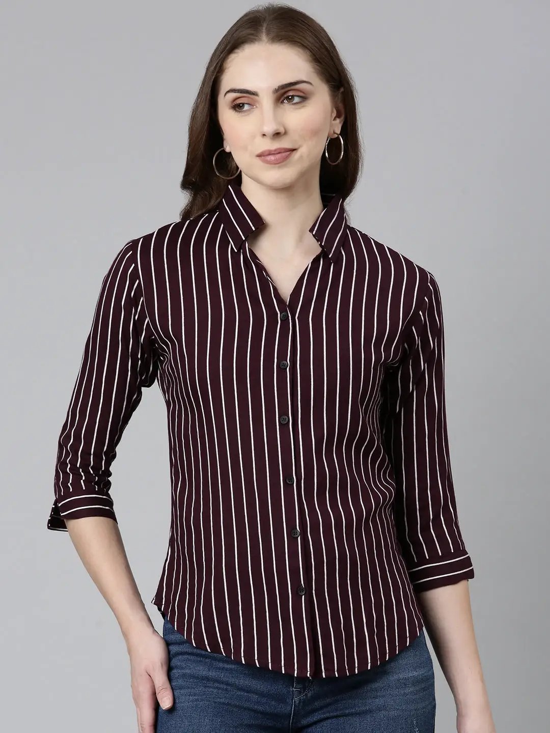 Women's Purple Striped Shirt