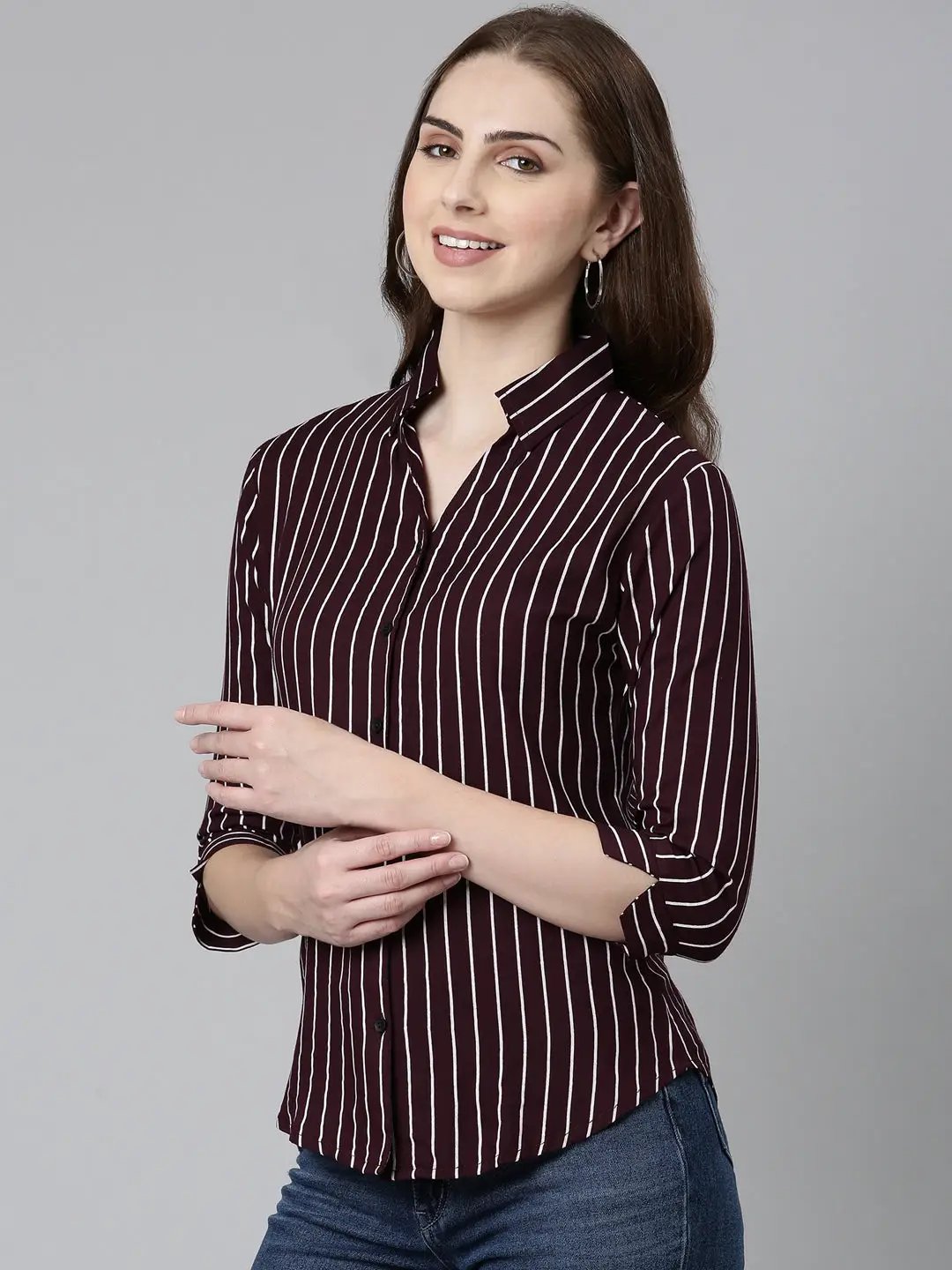Women's Purple Striped Shirt