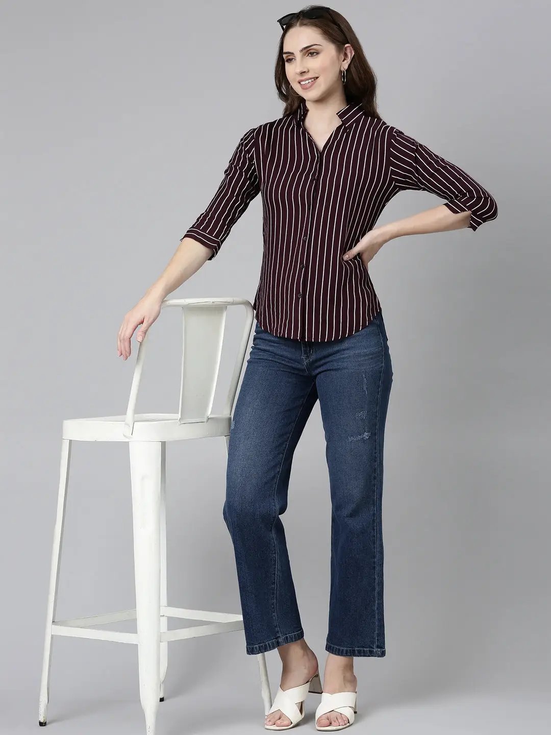 Women's Purple Striped Shirt