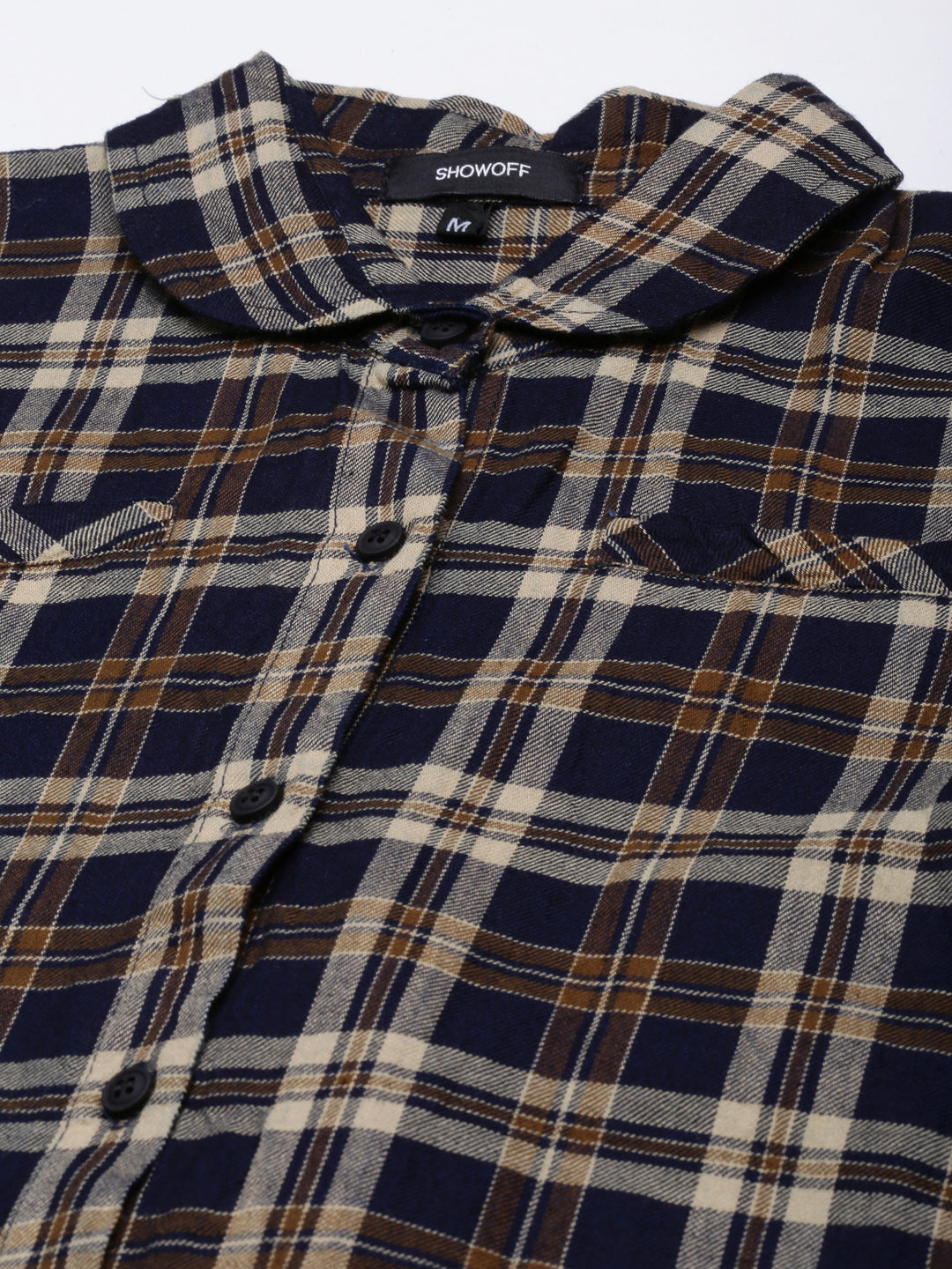 Women Navy Blue Checked Shirt