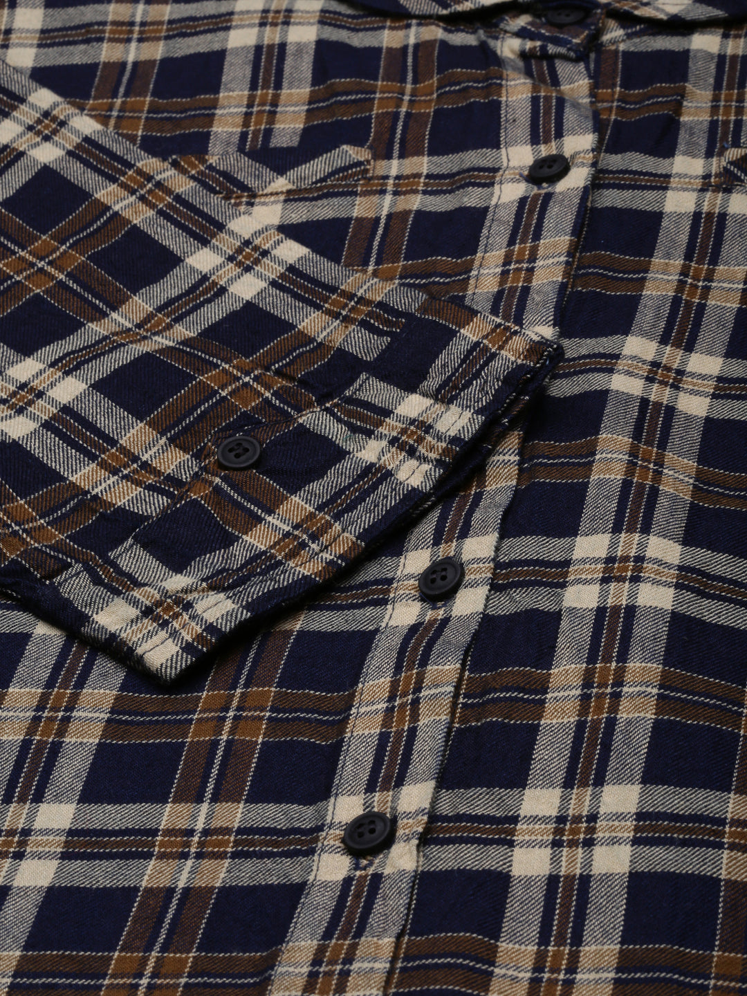 Women Navy Blue Checked Shirt