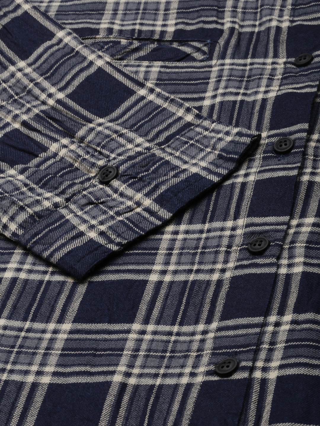 Women Navy Blue Checked Shirt