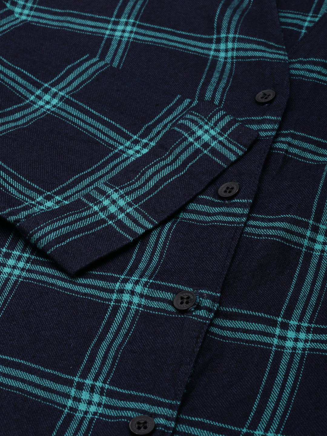 Women Navy Blue Checked Shirt