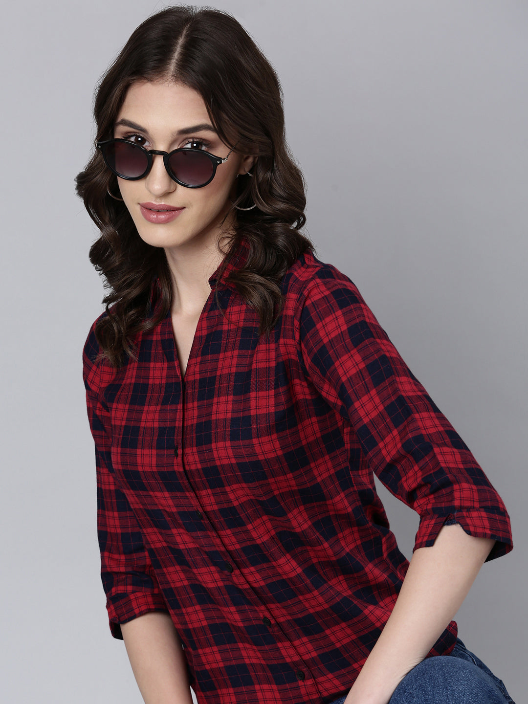 Women Red Checked Shirt