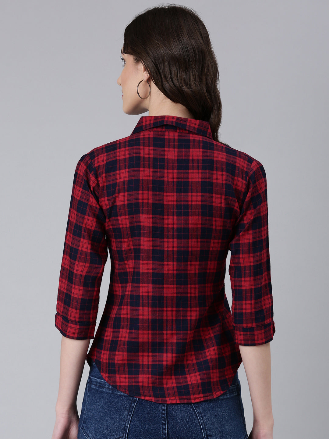 Women Red Checked Shirt