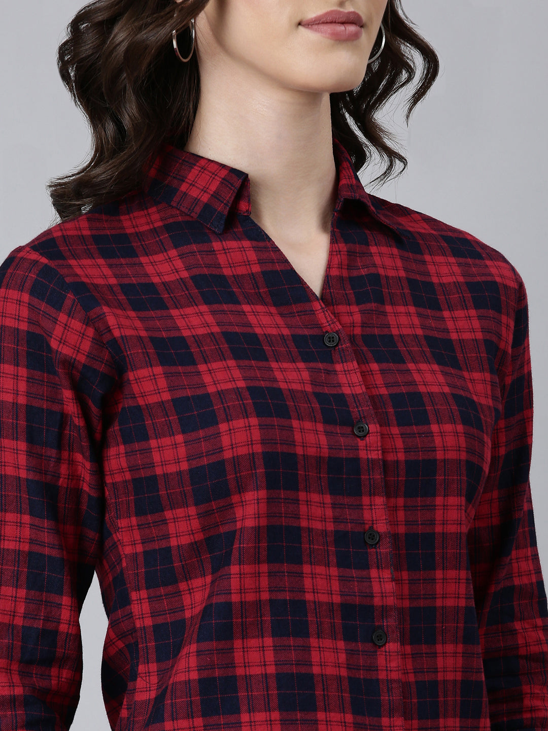 Women Red Checked Shirt