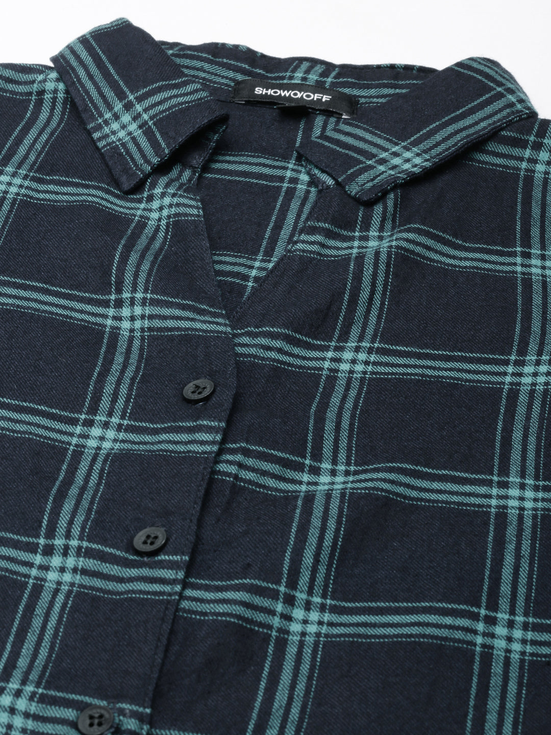 Women Sea Green Checked Shirt