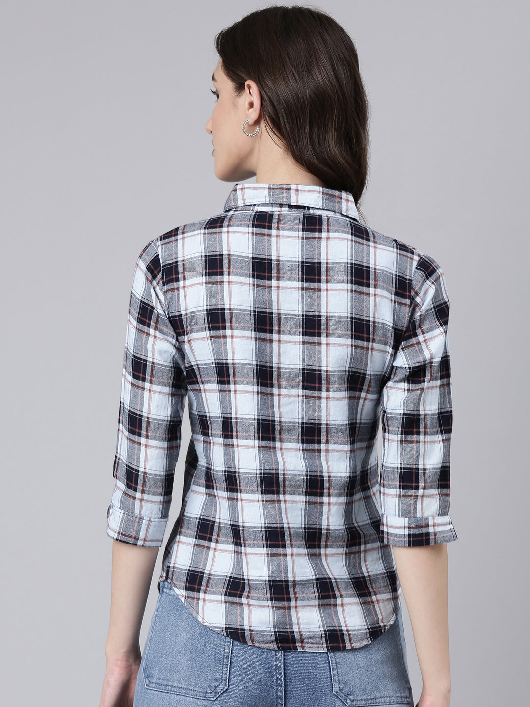 Women Blue Checked Shirt