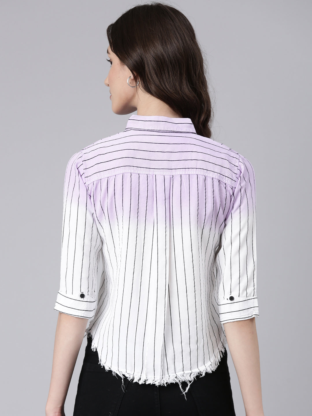 Women Lavender Striped Shirt