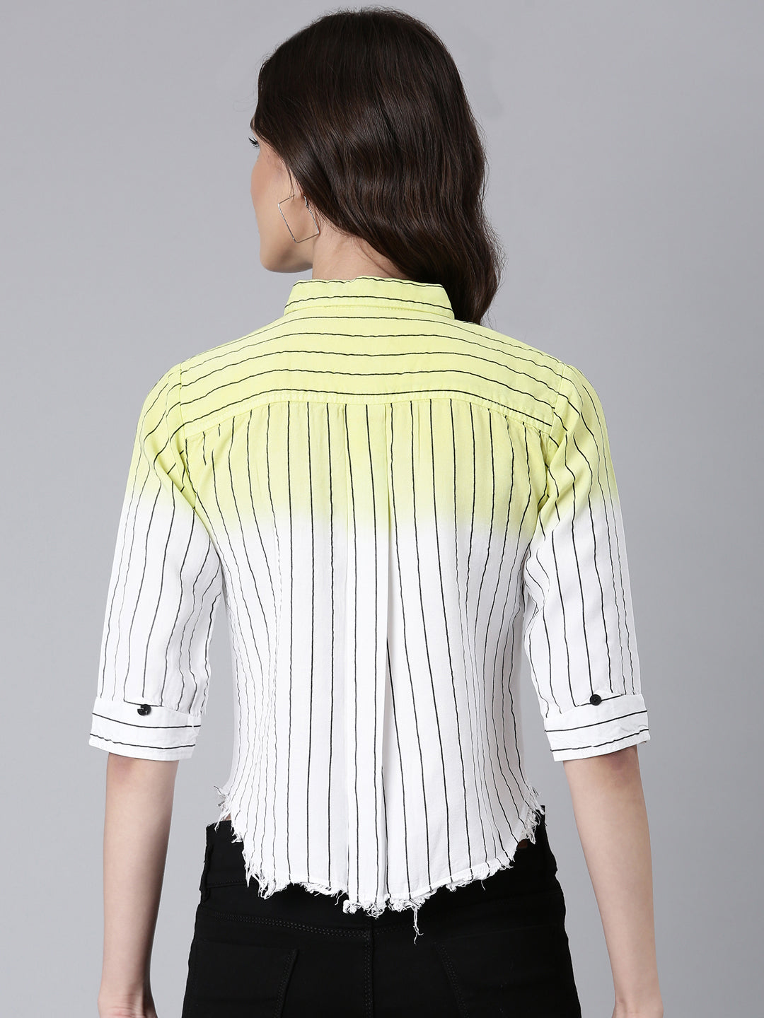 Women Yellow Striped Shirt