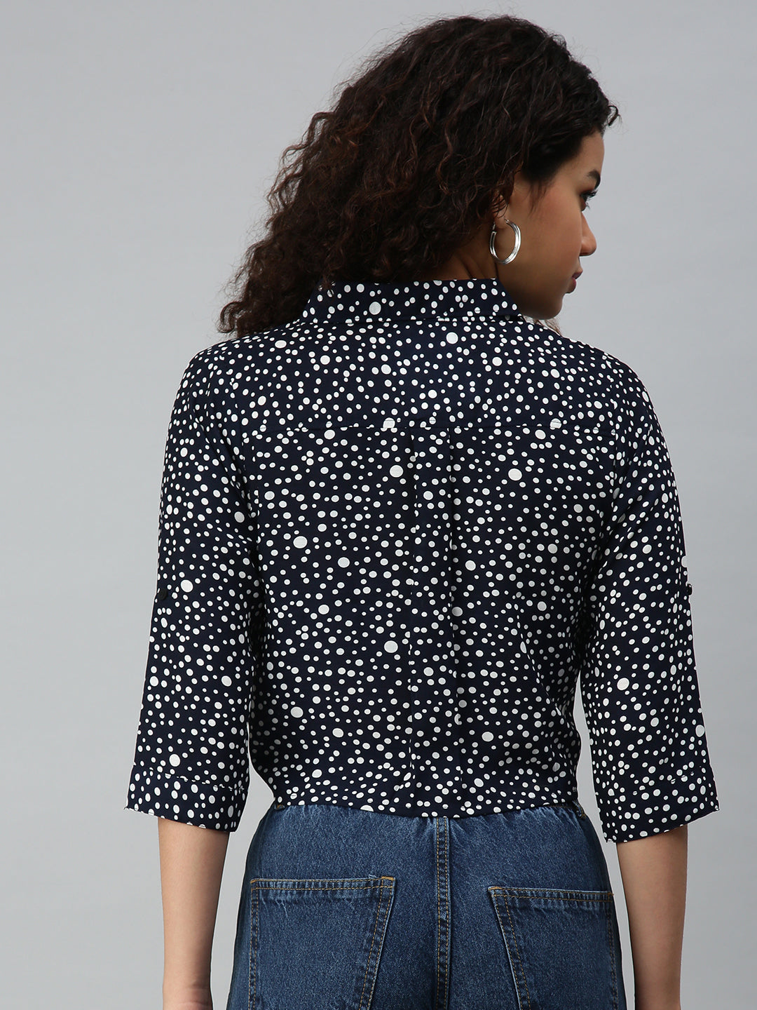 Women's Printed Navy Blue Top