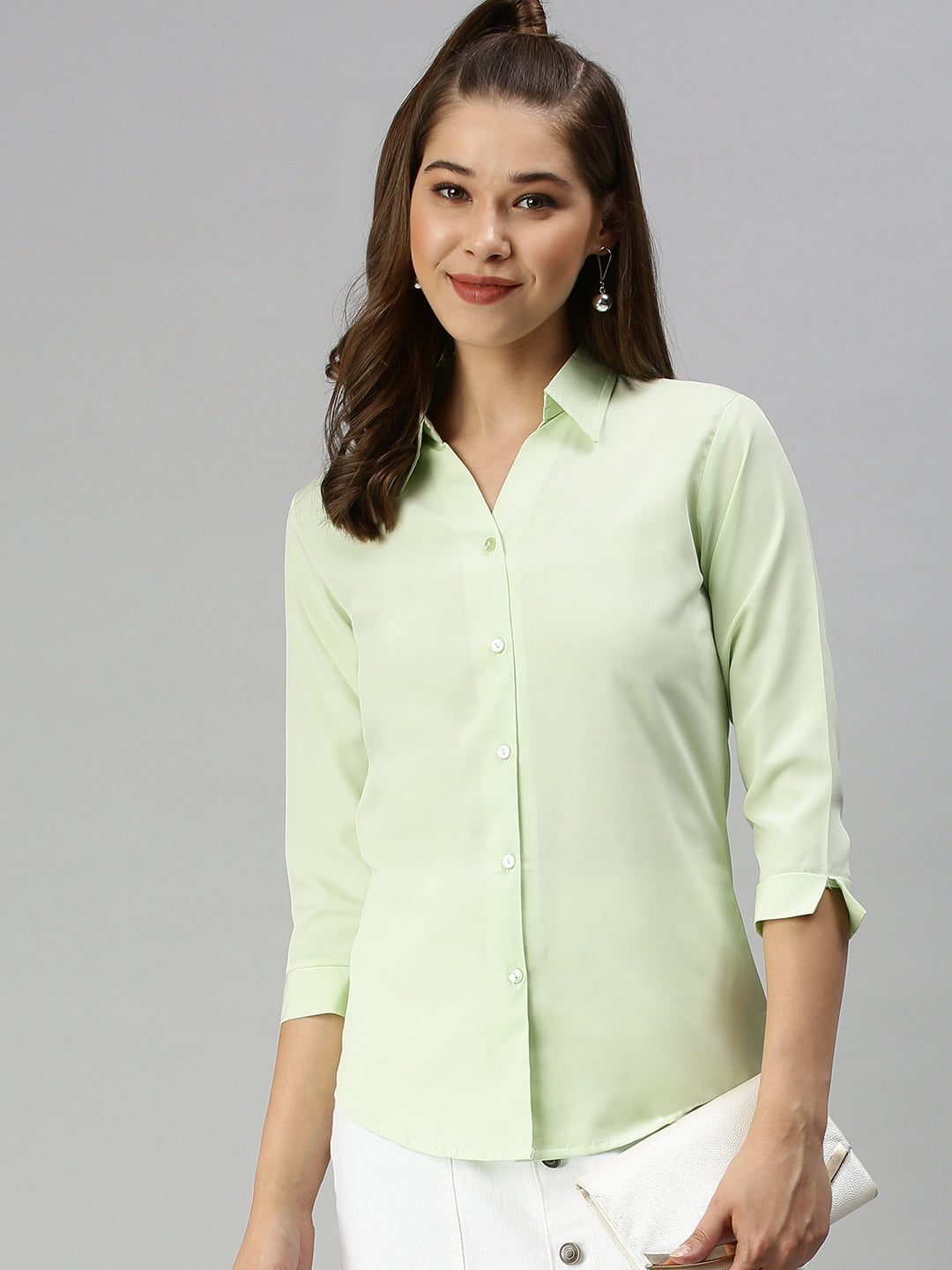 Women's Green Solid Shirt