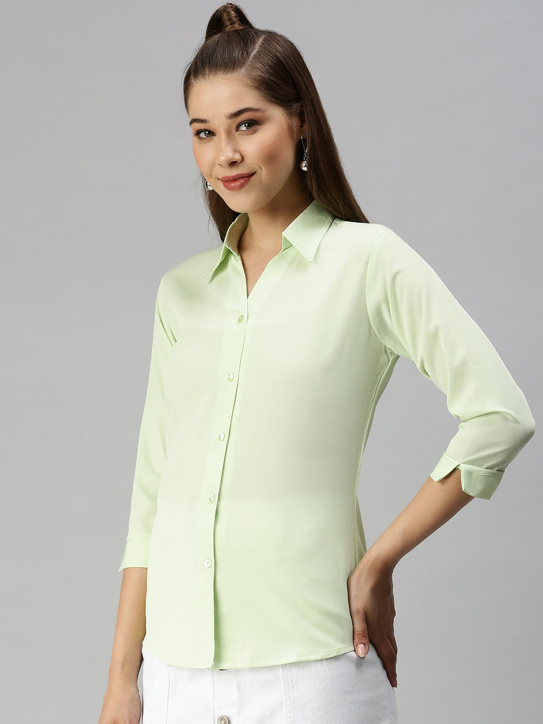 Women's Green Solid Shirt