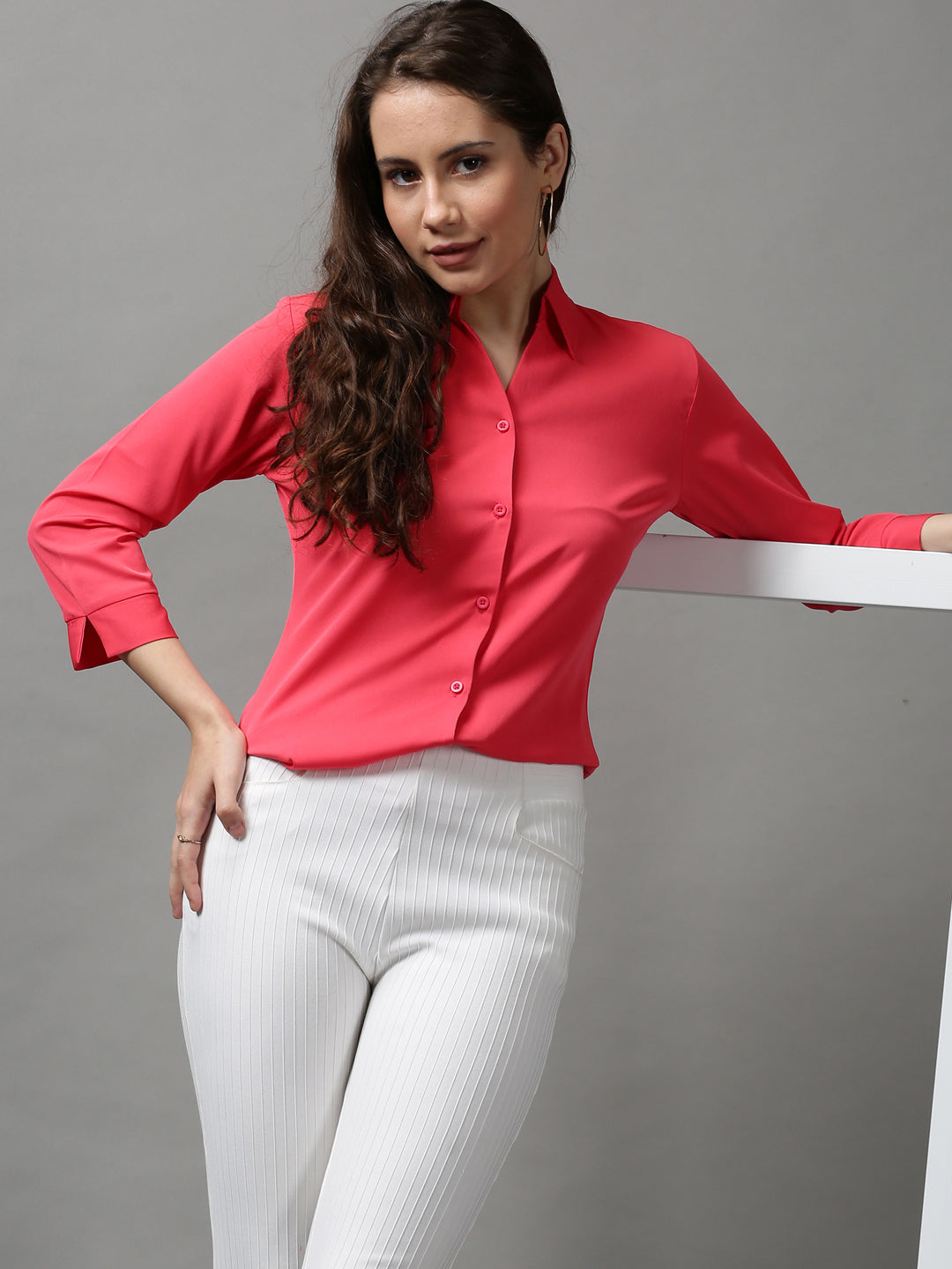 Women's Pink Solid Shirt